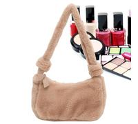 Borsa tote - Borsa a tracolla in peluche, borsa morbida in pelo, grande capacità per lavoro e scuola, elegante borsa per la spesa quotidiana con texture accogliente per viaggi e abiti casual, cachi