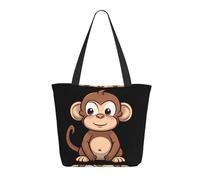 Borsa Tote Cartoon Brown Monkey Borse Tote Shopper Riutilizzabile Lavabile Tracolla, Per Spiaggia, Yoga, Quotidiano Vita, 50x40cm