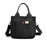 Borsa tote casual da donna, elegante borsa a tracolla retrò, grande capacità, tasca frontale per una facile conservazione, adatta per i pendolari quotidiani, lavoro, tempo libero, Nero , 25*11*19 cm