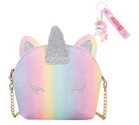 Borsa Tote Cavallo Arcobaleno con Portachiavi, Messenger per Bambini, Portamonete Cartone Animato, Regali di Compleanno per Ragazze, Abiti da Festa
