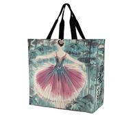 Borsa Tote Classical Ballet Elegant Ballerina Stampa Borsa Tote Casuale Personalizzata Tracolla, Per Scuola, Lavoro, Shopping, 50x40cm
