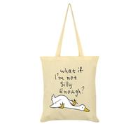 Borsa tote color crema con scritta "What If I'm Not Silly Enough"