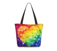 Borsa Tote Colorful Rainbow Love Heart Borsa Mare Donna Grande Grande Capacità Riutilizzabile Tracolla, Per Shopping, Scuola, Yoga, 50x40cm