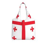 Borsa tote con bandiera della Georgia, borsa tote in tela riutilizzabile per donne, perfetta per generi alimentari, spiaggia, viaggi e vita quotidiana, nero, taglia unica