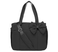 Borsa Tote Con Fiocco Crush, Borsa Tote Con Fiocco Crush Soffice For Donna, Borsa A Tracolla Trapuntata E Gonfia Da 26 Litri For Il Lavoro Quotidiano(Black)