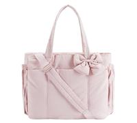 Borsa Tote Con Fiocco Crush, Borsa Tote Con Fiocco Crush Soffice For Donna, Borsa A Tracolla Trapuntata E Gonfia Da 26 Litri For Il Lavoro Quotidiano(Light Pink)