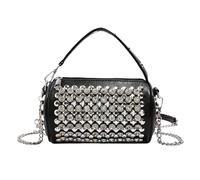 Borsa Tote Con Rivetti - Pacchetto A Spalla | Borsa Con Rivetti Punk Street 2024 | Borsa A Tracolla Piccola Da Donna | Borsa Quadrata Cilindrica | Borse Tote Rock Con Borse Alla Moda Da Donna, nero
