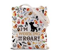 Borsa tote con scritta "I'm Working On My Roar", borsa per la spesa riutilizzabile con leone, borsa a tracolla Simba, Roar Tote, 35*40cm