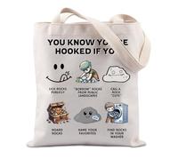 Borsa tote con scritta "You Know You're Hooked If You Ironic", regalo per amanti delle rocce, geologia, archeologia, fossile, idea regalo, Lick Rocks Regno Unito, 0