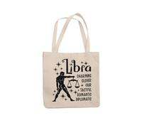 Borsa tote con segni zodiacali della Bilancia, con manico lungo, colore naturale, con design astrologico, regalo perfetto per gli amanti dell'oroscopo e dei compleanni, Naturale, 10 liters
