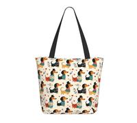 Borsa tote con stampa colorata con bassotto carino per donne, grande borsa a tracolla con cerniera, borse per lavoro e viaggi