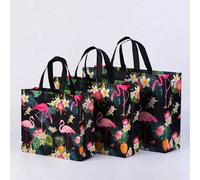 Borsa Tote Con Stampa Flamingo, Borsa Regalo Di Imballaggio In Non Tessuto, Borsa A Mano A Grande Capacità Per Lo Shopping Commuter Grande,Medio,PiccoloTropicale,stampa dappertuttoTessuto non tessuto
