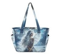Borsa tote con tasca per bottiglia d'acqua, borsa tote da donna con fatina misteriosa e luna