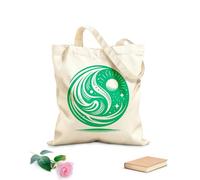 Borsa tote con tracolla in fettuccia Un universo rotante ispirato allo Yin e allo Yang con sole, stelle ed elementi fluidi presentati in modo sorprendente Tessuto spesso 340g/m²
