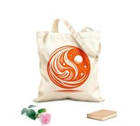 Borsa tote con tracolla in fettuccia Un universo rotante ispirato allo Yin e allo Yang con sole, stelle ed elementi fluidi presentati in modo sorprendente Tessuto spesso 340g/m²