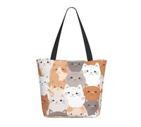 Borsa Tote Cute Cats Borse Tote Lavabile Personalizzata Borsone Da Viaggio, Per Yoga, Quotidiano Vita, Scuola, 50x40cm