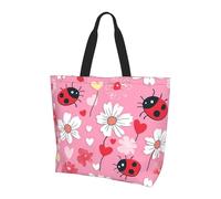 Borsa tote da donna a tracolla con coccinelle margherite borse per la spesa con fiori e uccelli, borsa grande con tasca interna per lavoro, viaggi, scuola