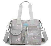 Borsa tote da donna, borsa a tracolla multi tasche, borsa da infermiera per lavoro, borsa a tracolla grande, borsa a tracolla alla moda in nylon con manico superiore, Grigio, Medium