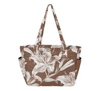 Borsa tote da donna, borsa da palestra per weekender, viaggi, fodera antigraffio, fiori di giglio, marrone cioccolato