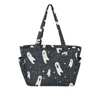 Borsa tote da donna borsa da spiaggia per viaggi e spostamenti quotidiani con fondo rinforzato urlo appeso fantasmi stelle Halloween