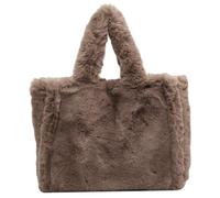 Borsa tote da donna Borsa tote fuzzy in peluche con doppia tracolla solida invernale di capacità Borse casual ed eleganti da donna