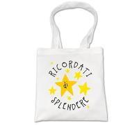 Borsa Tote da Donna con Frase, Tote Bag Riutilizzabile, Borsa Shopper con Scritta Divertente Ricordati Di Splendere Idea Regalo Simpatica per Donna con Frase Motivazionale