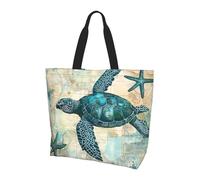 Borsa tote da donna con mappa delle tartarughe, borsa a tracolla retrò con oceano, borsa per la spesa, impermeabile, grande borsa con tasca interna, per lavoro, viaggi, scuola