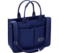 Borsa tote da donna con scomparti, grande borsa in tela da donna, borsa a tracolla, borsa da lavoro per laptop, libri, borse a tracolla, Blu navy con scomparti, Large, Borsa tote semplice e moderna