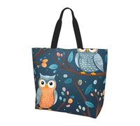 Borsa tote da donna con simpatici gufi sui rami, borse a tracolla da donna con foglie di fiori, borse per la spesa, borsa grande con tasca interna per lavoro, viaggi, scuola