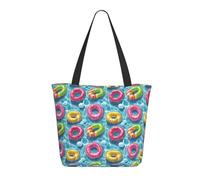 Borsa tote da donna con stampa colorata ad anello da nuoto, grande borsa a tracolla con cerniera, borse per lavoro e viaggi