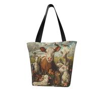 Borsa tote da donna, con stampa di animali della fattoria, borsa a tracolla riutilizzabile di grande capacità per la spesa, borsa alla moda per ufficio, shopping, viaggi