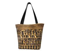 Borsa tote da donna, con stampa di geroglifici egiziani, borsa a tracolla riutilizzabile di grande capacità per la spesa, borsa alla moda per ufficio, shopping, viaggi