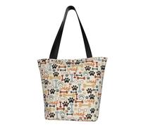 Borsa tote da donna con stampa di ossa di cane con impronte di zampe, borsa a tracolla riutilizzabile grande da donna grande capacità shopping tote borsa alla moda per ufficio, shopping, viaggi