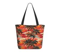 Borsa tote da donna, con stampa di paesaggi tropicali al tramonto, borsa a tracolla grande con cerniera, borse per lavoro e viaggi