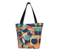 Borsa tote da donna, con stampa geometrica astratta, riutilizzabile, grande, borsa a tracolla da donna, grande capacità, borsa per la spesa, borsa alla moda per ufficio, shopping, viaggi