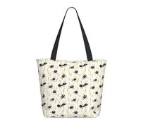 Borsa tote da donna con stampa nera con formica, borsa grande con cerniera, borse per lavoro e viaggi