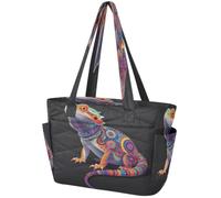 Borsa tote da donna da 15,6 pollici, borsa per computer portatile, palestra, viaggio, lavoro, gonfio, leggera, borsa da donna con drago barbuto, design colorato per gli appassionati di animali esotici