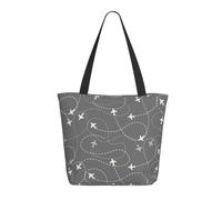 Borsa tote da donna, grande aeroplano rotte intorno al mondo Tote Bag con cerniera, borsa a tracolla borse per lavoro e viaggi