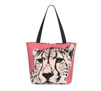 Borsa tote da donna, grande borsa a tracolla rosa con ghepardo con cerniera, borsa a tracolla per lavoro e viaggi