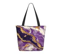 Borsa tote da donna, grande borsa a tracolla viola oro marmo vortici con cerniera, borsa a tracolla per lavoro e viaggio
