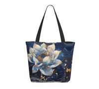 Borsa tote da donna, grande borsa tote blu Golden Dream Lotus con cerniera, borsa a tracolla borse per lavoro e viaggi