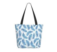 Borsa tote da donna, grande borsa tote con piuma blu con cerniera, borsa a tracolla per lavoro e viaggio