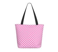 Borsa tote da donna, grande borsa tote vintage a pois rosa con cerniera, borsa a tracolla per lavoro e viaggi
