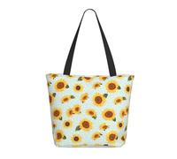 Borsa tote da donna, grande borsa vintage a pois bianchi con girasole con cerniera, borsa a tracolla per lavoro e viaggi