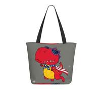 Borsa tote da donna, grande dinosauro super eroe cartone animato, borsa tote con cerniera, borsa a tracolla per lavoro e viaggio