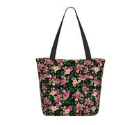 Borsa tote da donna, grande e splendida rosa con cerniera, borsa a tracolla per lavoro e viaggi