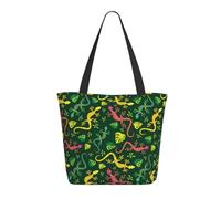 Borsa tote da donna, grande, gialla, rosa, graziosa lucertola, borsa a tracolla con cerniera, borsa a tracolla per lavoro e viaggi