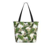 Borsa tote da donna, grande, splendida calla fiori di giglio, borsa tote con cerniera, borsa a tracolla per lavoro e viaggi