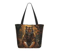 Borsa tote da donna, grande tigre nella foresta caduta della foresta con cerniera, borsa a tracolla per lavoro e viaggio