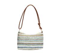 Borsa tote da donna in paglia intrecciata a righe, leggera, di grande capacità, con portamonete staccabile e chiusura a zip per vacanze al mare, Blu, 28.0*19.0*2.0